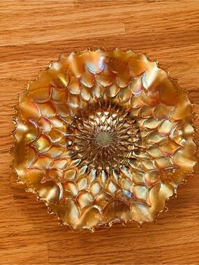 Antique Dugan Glass Gold Glass Decorative Bowl - 7 inches